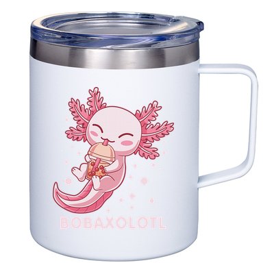 Funny Bobaxolotl Boba Tea Bubble Milk Kawaii Axolotl Anime  12oz Stainless Steel Coffee Mug