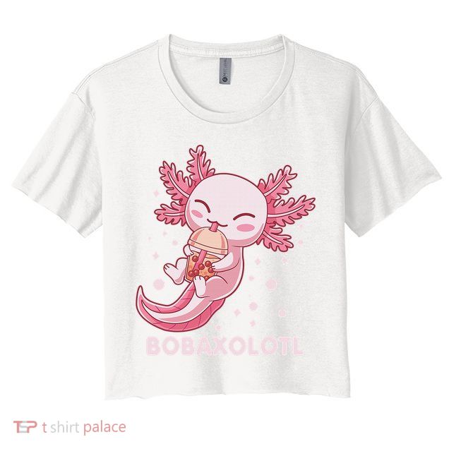 Funny Bobaxolotl Boba Tea Bubble Milk Kawaii Axolotl Anime  Crop Top
