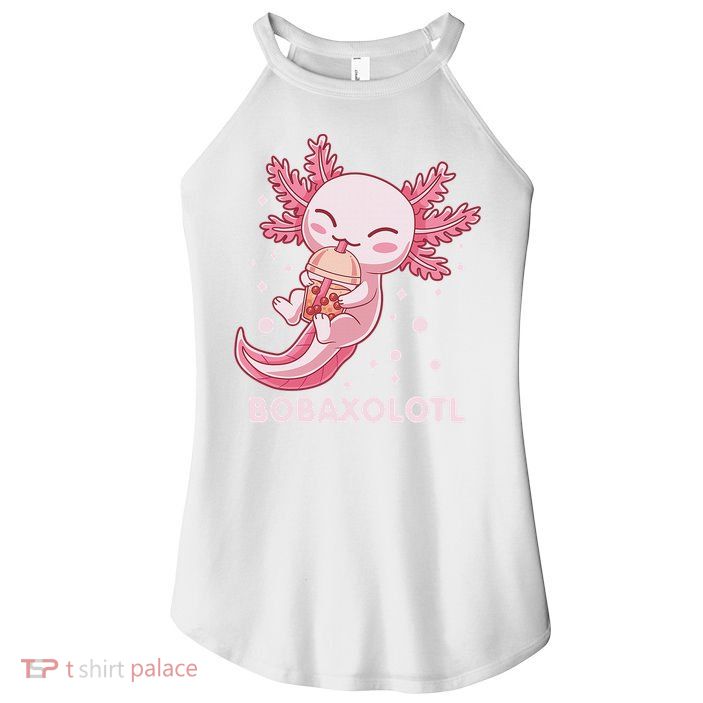 Funny Bobaxolotl Boba Tea Bubble Milk Kawaii Axolotl Anime  Women's Perfect Tri Rocker Tank