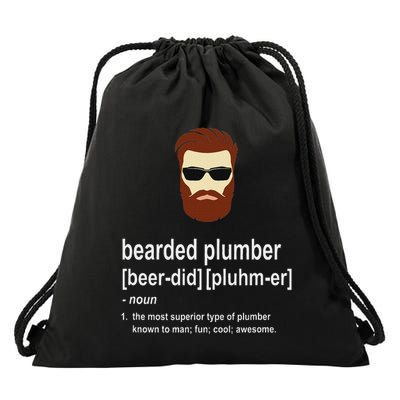 Funny Brown Beard Plumber Gift For Son Of A Plumber Drawstring Bag