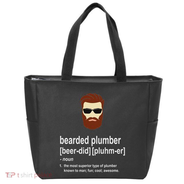Funny Brown Beard Plumber Gift For Son Of A Plumber Zip Tote Bag