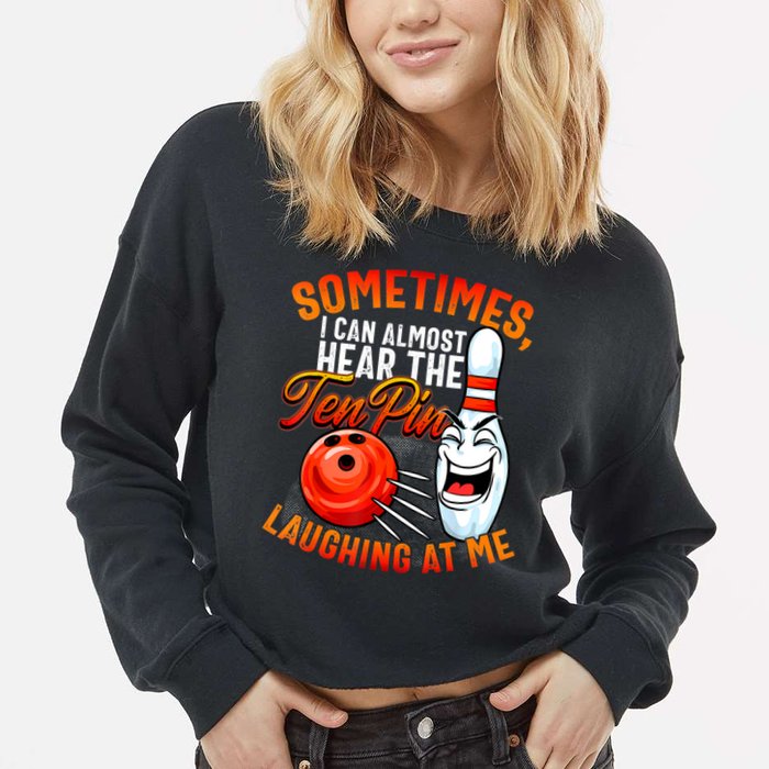 Funny Bowling , Bowler Tee, Tenpin Bowling, Ten Pin Cropped Pullover Crew
