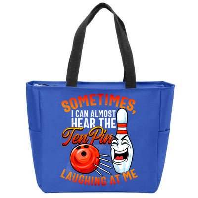 Funny Bowling , Bowler Tee, Tenpin Bowling, Ten Pin Zip Tote Bag