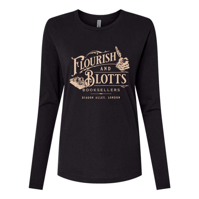 Flourish Blotts Bookish Hp Wizard Womens Cotton Relaxed Long Sleeve T-Shirt