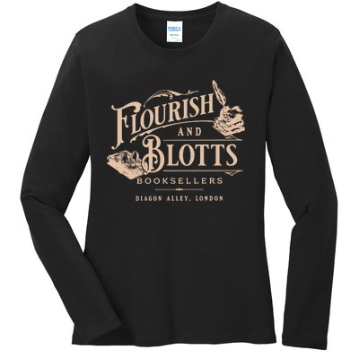 Flourish Blotts Bookish Hp Wizard Ladies Long Sleeve Shirt