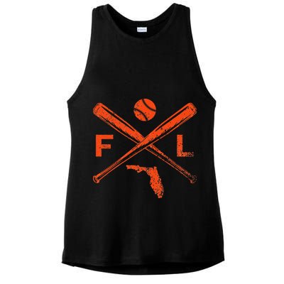 Florida Baseball Bats & Ball Classic Baseball Player Vintage Ladies PosiCharge Tri-Blend Wicking Tank