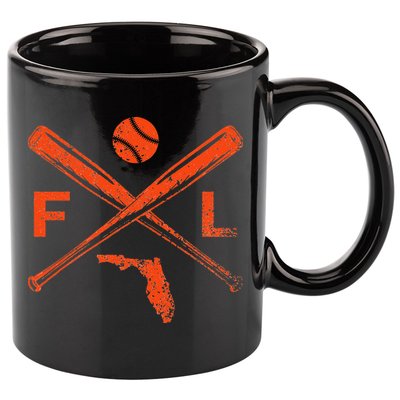 Florida Baseball Bats & Ball Classic Baseball Player Vintage 11oz C Handle Ceramic Mug
