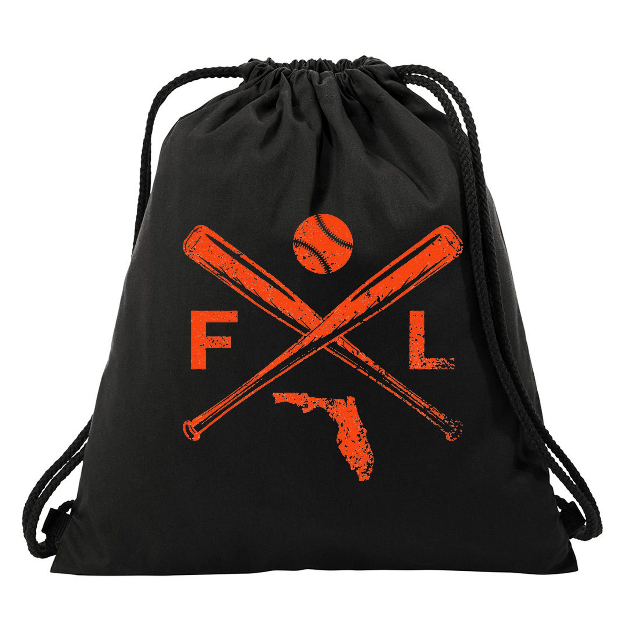 Florida Baseball Bats & Ball Classic Baseball Player Vintage Drawstring Bag