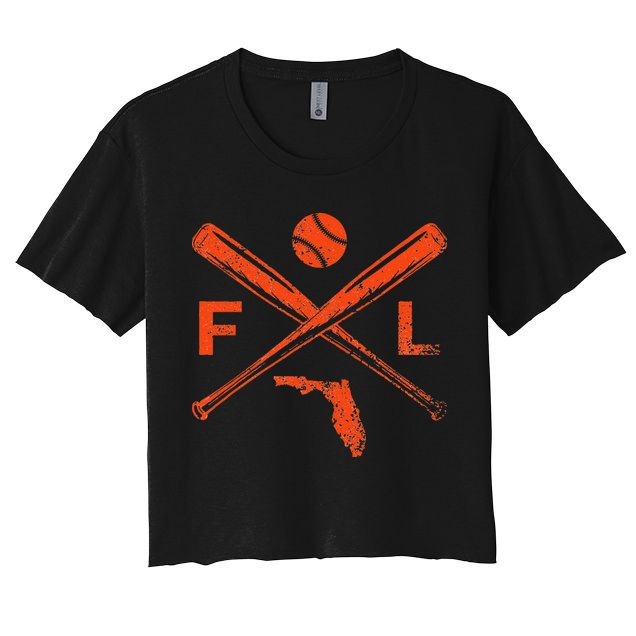 Florida Baseball Bats & Ball Classic Baseball Player Vintage Crop Top