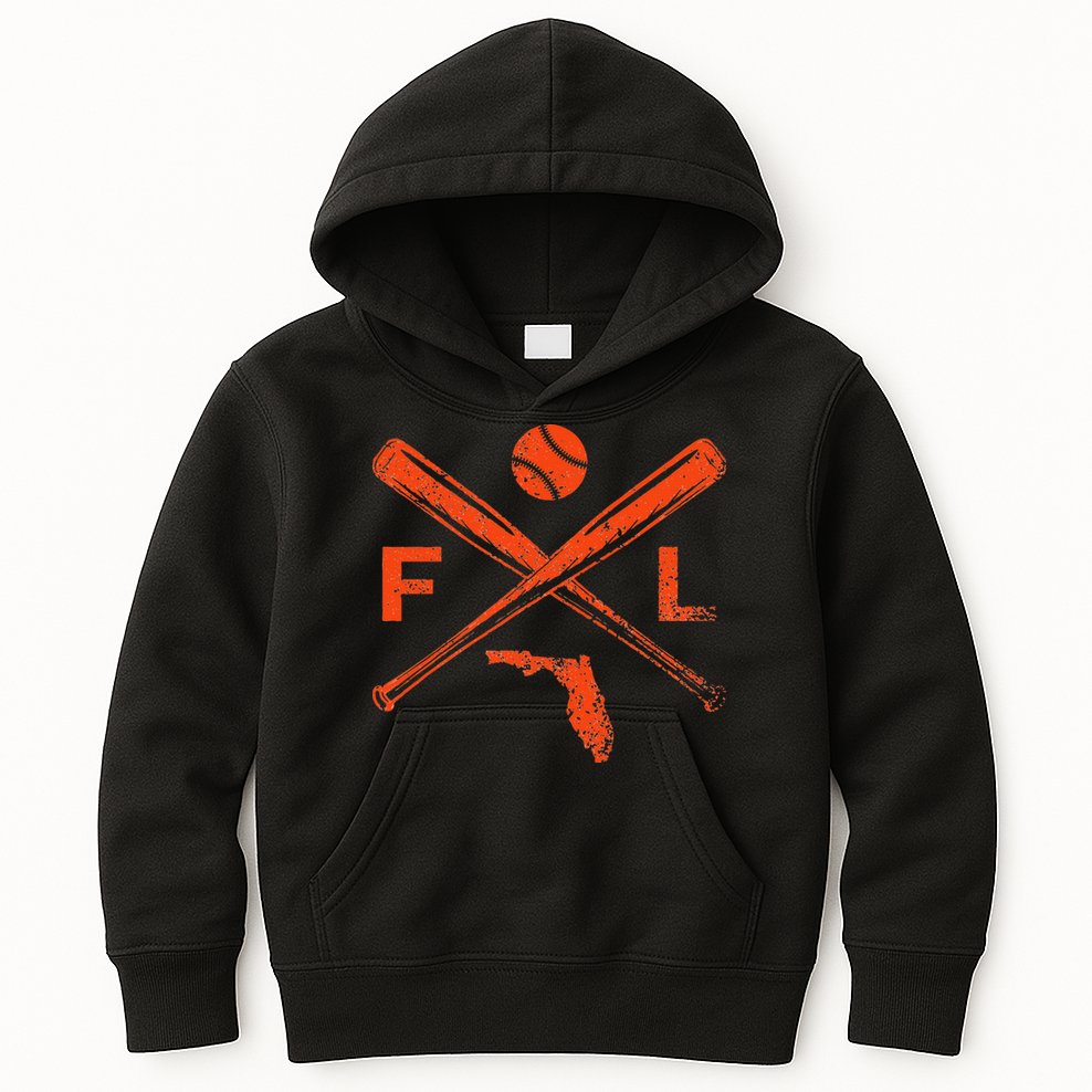 Florida Baseball Bats & Ball Classic Baseball Player Vintage Kids Hoodie