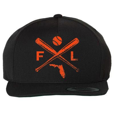 Florida Baseball Bats & Ball Classic Baseball Player Vintage Wool Snapback Cap