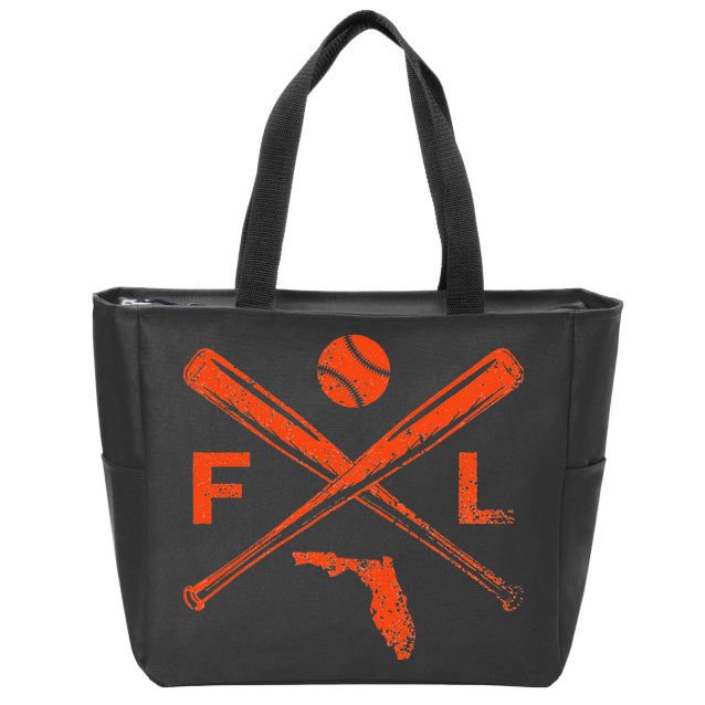 Florida Baseball Bats & Ball Classic Baseball Player Vintage Zip Tote Bag