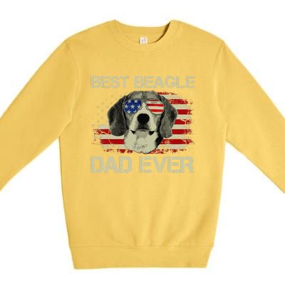 Funny Best Beagle Dad Ever Dog Lover American Flag Gift Premium Crewneck Sweatshirt