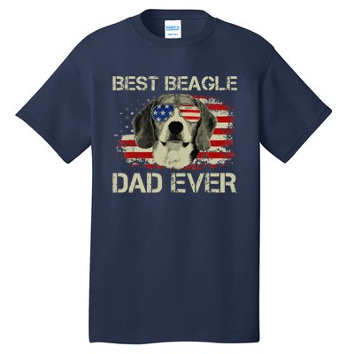 Funny Best Beagle Dad Ever Dog Lover American Flag Gift Tall T-Shirt