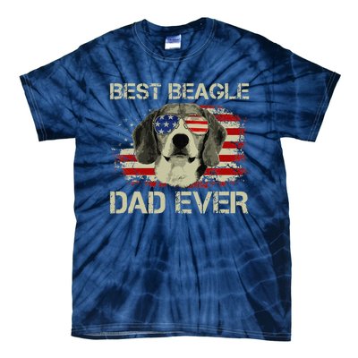 Funny Best Beagle Dad Ever Dog Lover American Flag Gift Tie-Dye T-Shirt