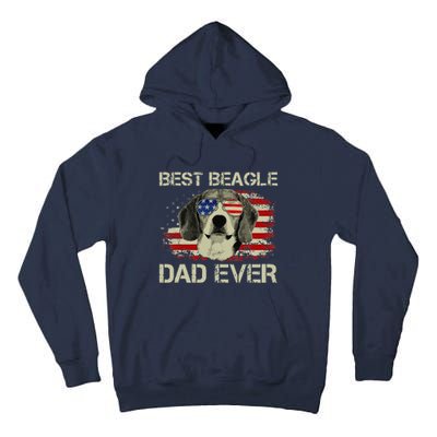 Funny Best Beagle Dad Ever Dog Lover American Flag Gift Tall Hoodie