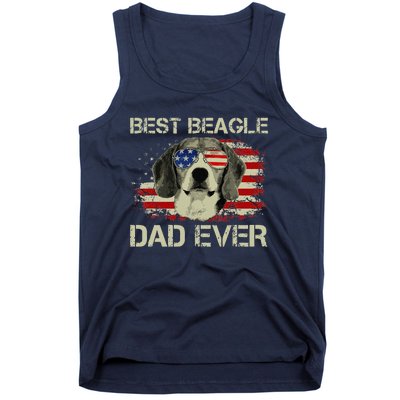 Funny Best Beagle Dad Ever Dog Lover American Flag Gift Tank Top