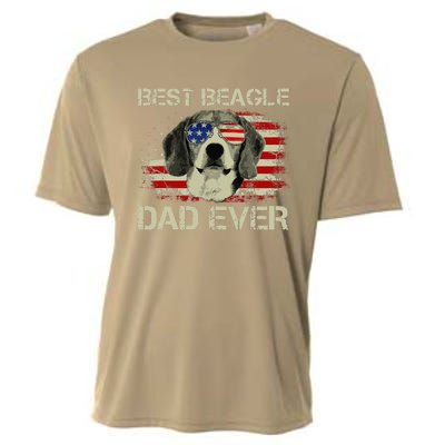 Funny Best Beagle Dad Ever Dog Lover American Flag Gift Cooling Performance Crew T-Shirt