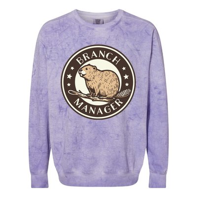 Funny Beaver Branch Manager Pun Colorblast Crewneck Sweatshirt