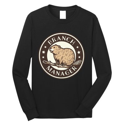 Funny Beaver Branch Manager Pun Long Sleeve Shirt