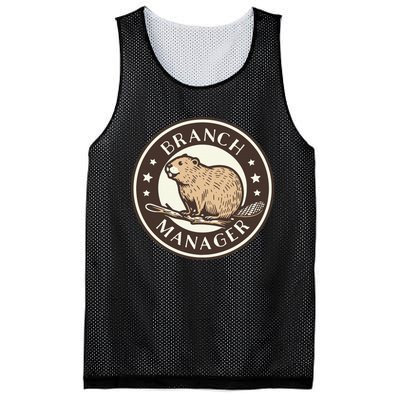 Funny Beaver Branch Manager Pun Mesh Reversible Basketball Jersey Tank