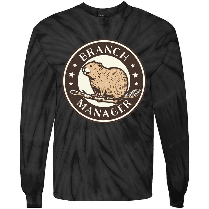 Funny Beaver Branch Manager Pun Tie-Dye Long Sleeve Shirt