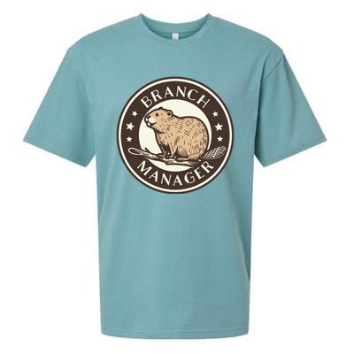 Funny Beaver Branch Manager Pun Sueded Cloud Jersey T-Shirt