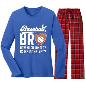 Funny Baseball Brother Baseball PlayerS Brother Gift Women's Long Sleeve Flannel Pajama Set 