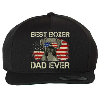 Funny Best Boxer Dad Ever Dog Lover American Flag Gift Wool Snapback Cap