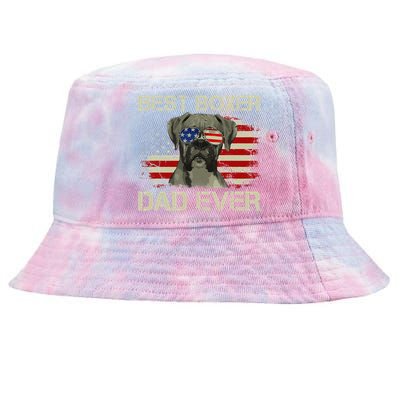 Funny Best Boxer Dad Ever Dog Lover American Flag Gift Tie-Dyed Bucket Hat