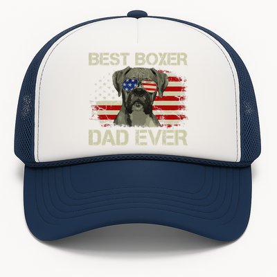 Funny Best Boxer Dad Ever Dog Lover American Flag Gift Trucker Hat