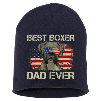 Funny Best Boxer Dad Ever Dog Lover American Flag Gift Short Acrylic Beanie