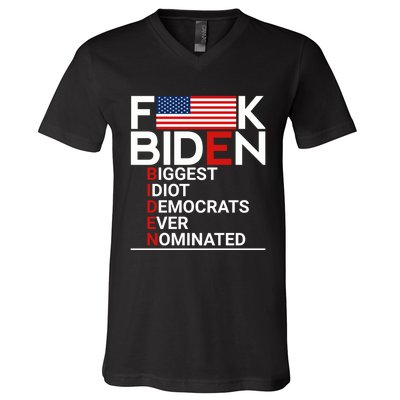 Fuck Biden Biggest Idiot Ever V-Neck T-Shirt