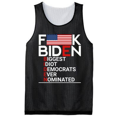 Fuck Biden Biggest Idiot Ever Mesh Reversible Basketball Jersey Tank