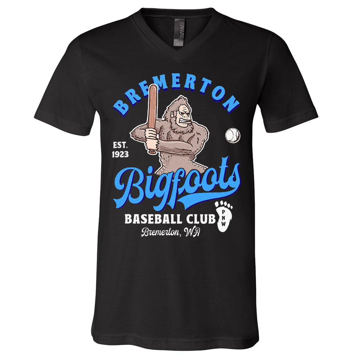 Funny Bigfoot Baseball Retro Minor League Baseball Team V-Neck T-Shirt