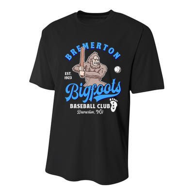 Funny Bigfoot Baseball Retro Minor League Baseball Team Youth Performance Sprint T-Shirt