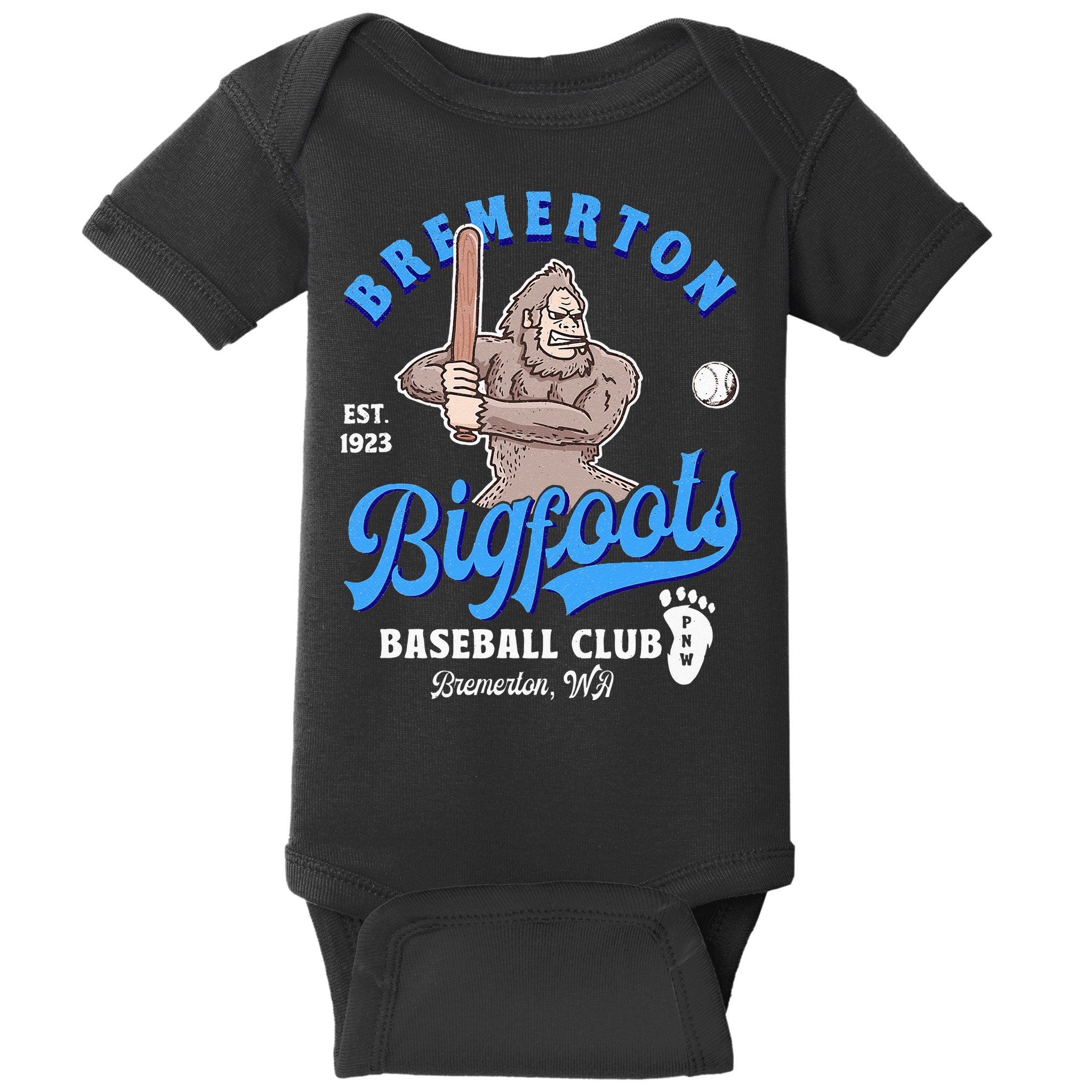 Funny Bigfoot Baseball Retro Minor League Baseball Team Baby Bodysuit