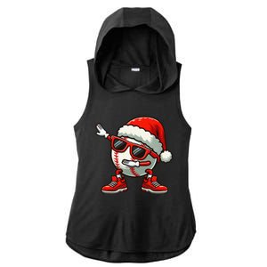 Funny Baseball Ball Santa Hat Dabbing Xmas Pajamas Players Gift Ladies PosiCharge Tri-Blend Wicking Draft Hoodie Tank