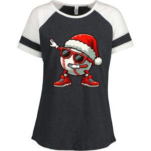 Funny Baseball Ball Santa Hat Dabbing Xmas Pajamas Players Gift Enza Ladies Jersey Colorblock Tee