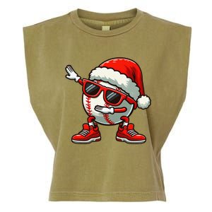 Funny Baseball Ball Santa Hat Dabbing Xmas Pajamas Players Gift Garment-Dyed Women's Muscle Tee