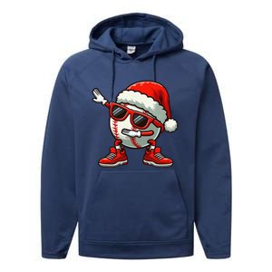 Funny Baseball Ball Santa Hat Dabbing Xmas Pajamas Players Gift Performance Fleece Hoodie