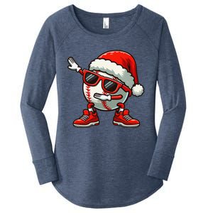 Funny Baseball Ball Santa Hat Dabbing Xmas Pajamas Players Gift Women's Perfect Tri Tunic Long Sleeve Shirt