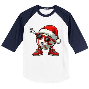 Funny Baseball Ball Santa Hat Dabbing Xmas Pajamas Players Gift Baseball Sleeve Shirt