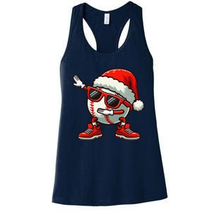 Funny Baseball Ball Santa Hat Dabbing Xmas Pajamas Players Gift Women's Racerback Tank