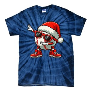 Funny Baseball Ball Santa Hat Dabbing Xmas Pajamas Players Gift Tie-Dye T-Shirt