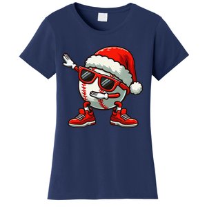 Funny Baseball Ball Santa Hat Dabbing Xmas Pajamas Players Gift Women's T-Shirt