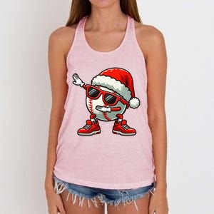 Funny Baseball Ball Santa Hat Dabbing Xmas Pajamas Players Gift Women's Knotted Racerback Tank