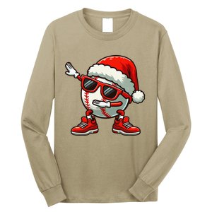 Funny Baseball Ball Santa Hat Dabbing Xmas Pajamas Players Gift Long Sleeve Shirt