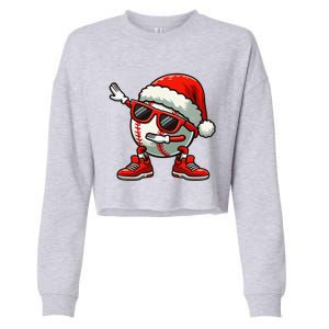 Funny Baseball Ball Santa Hat Dabbing Xmas Pajamas Players Gift Cropped Pullover Crew