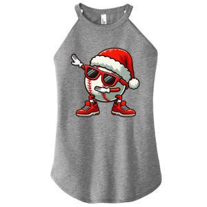 Funny Baseball Ball Santa Hat Dabbing Xmas Pajamas Players Gift Women's Perfect Tri Rocker Tank